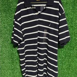Nautica Men's navy blue Striped Polo Shirt